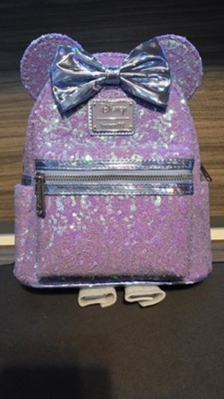 Loungefly Disney Minnie Mouse Celebration Purple Sequin Mini Backpack